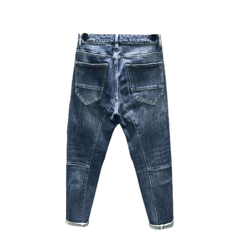 Stylish Spliced Hip-Hop Denim Jeans for All-Year Wear