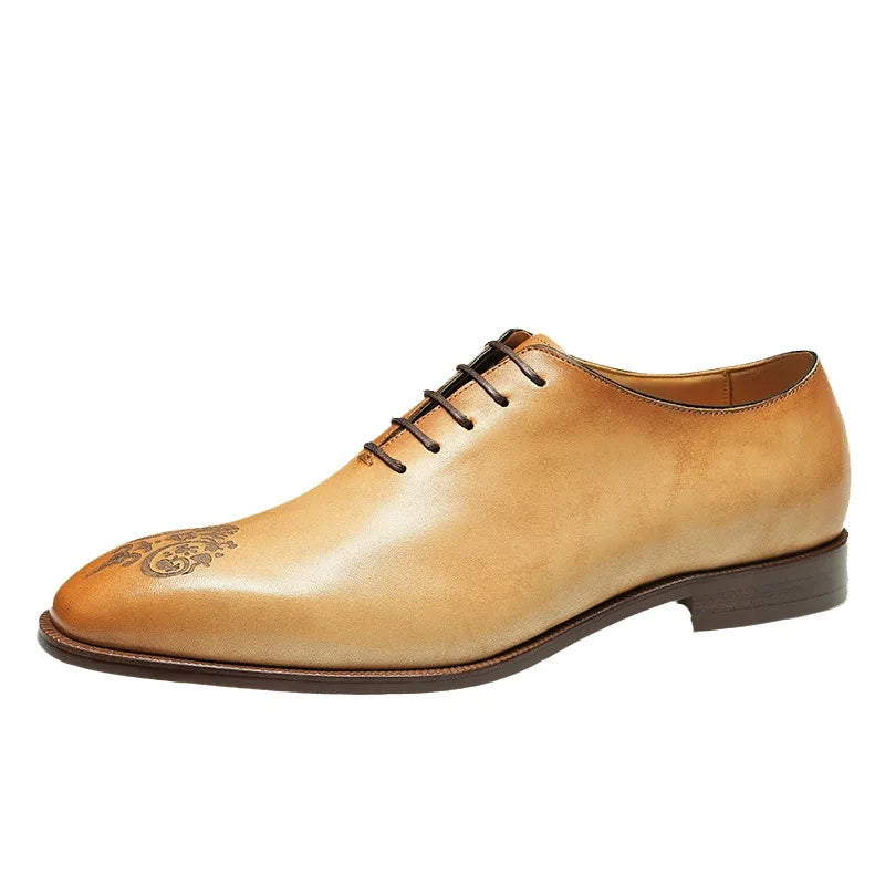 Exquisite Luxury Royal Style Embossed Genuine Leather Men's Dress Shoes
