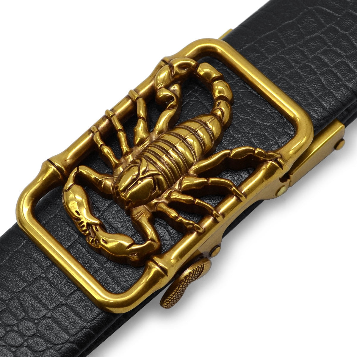 Casual Square Scorpion Buckle Design PU Leather Belt for Daily Wear
