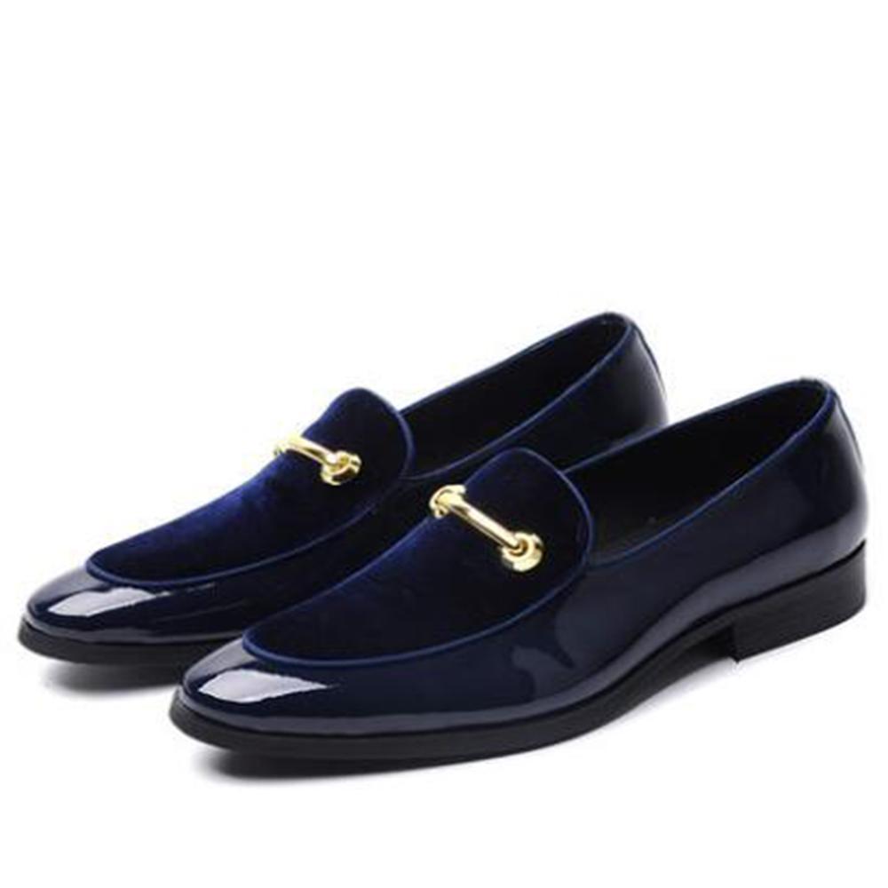 Elegant Metal Buckle Decorated Tuxedo-Style Men's Loafers Shoes for Formal Occasions