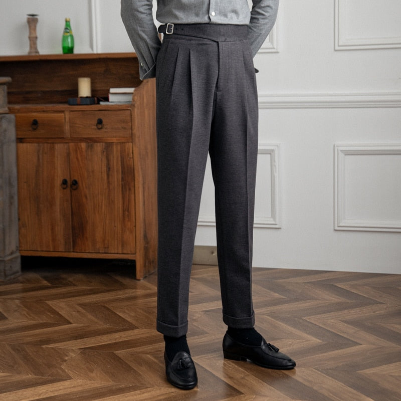 Stylish Almond - Grey Textured Casual Men's Trousers for All Occasions