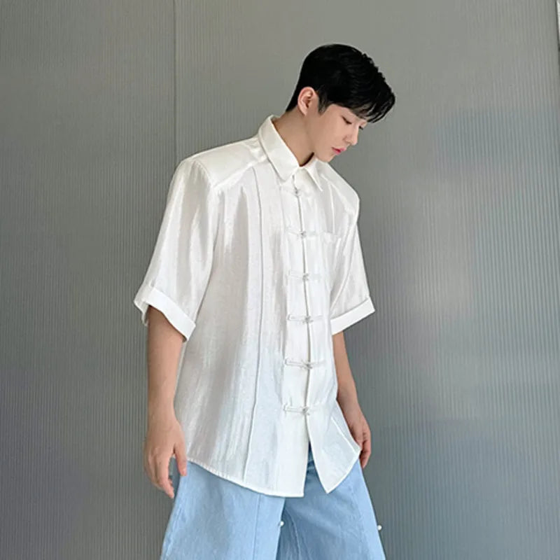 Stylish Solid Knot-Button Short-Sleeve Casual Shirt for Any Occasion