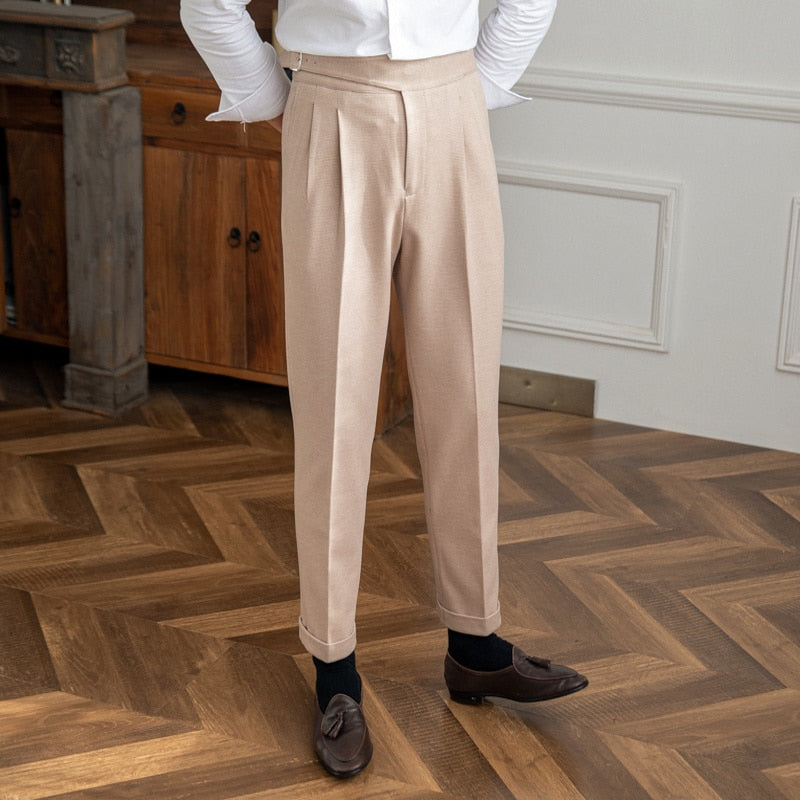 Stylish Almond - Grey Textured Casual Men's Trousers for All Occasions