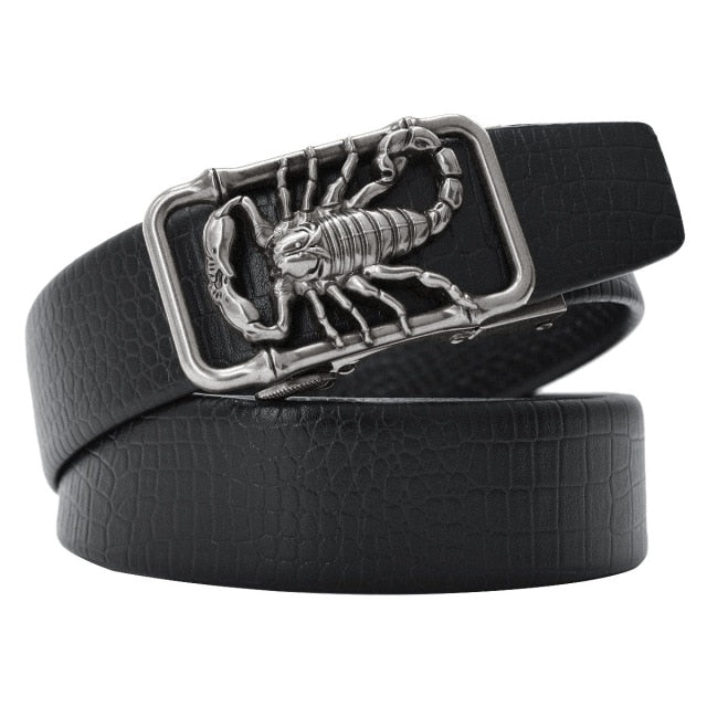 Casual Square Scorpion Buckle Design PU Leather Belt for Daily Wear