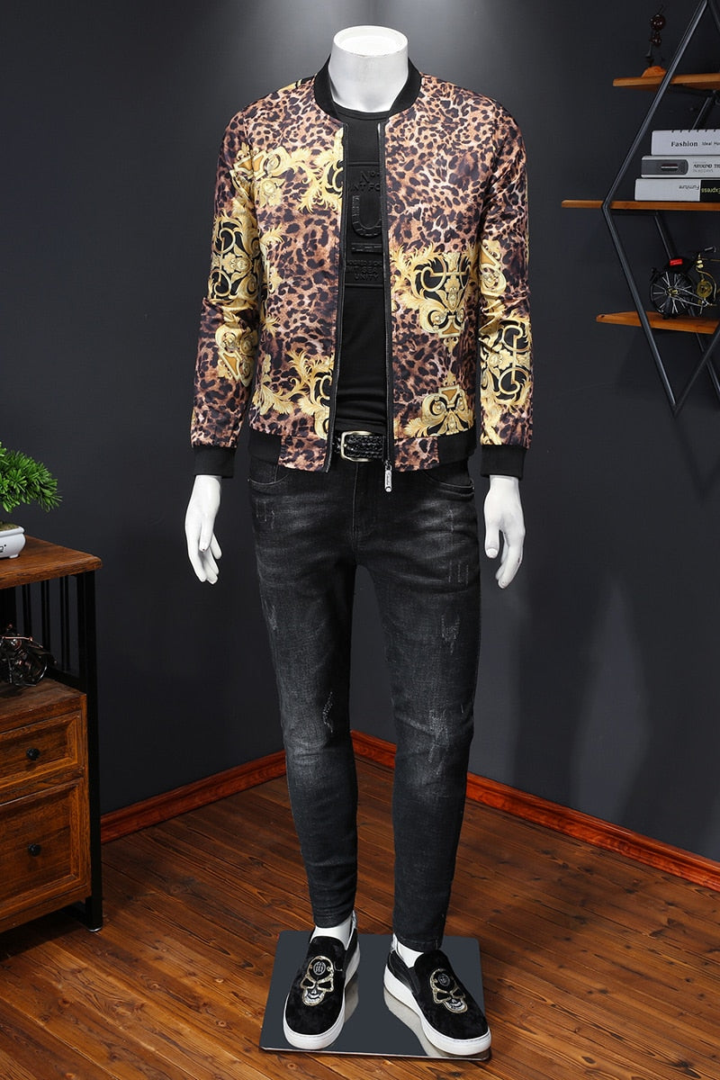 Exquisite Luxury Leopard-Printed Fashionable Bomber Jacket for Stylish Individuals