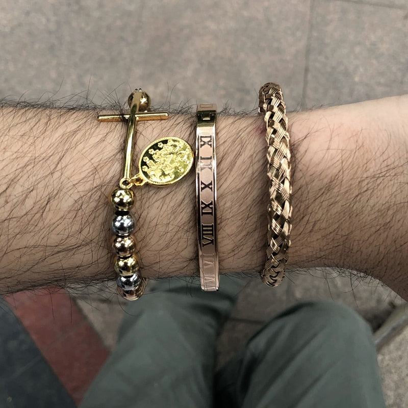 Fashionable Stainless Steel Beads and Cross Tag Charm Bracelets for All Occasions