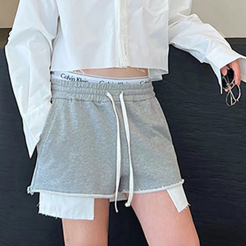 Comfortable Polyester Drawstring Big - Pocket Casual Shorts