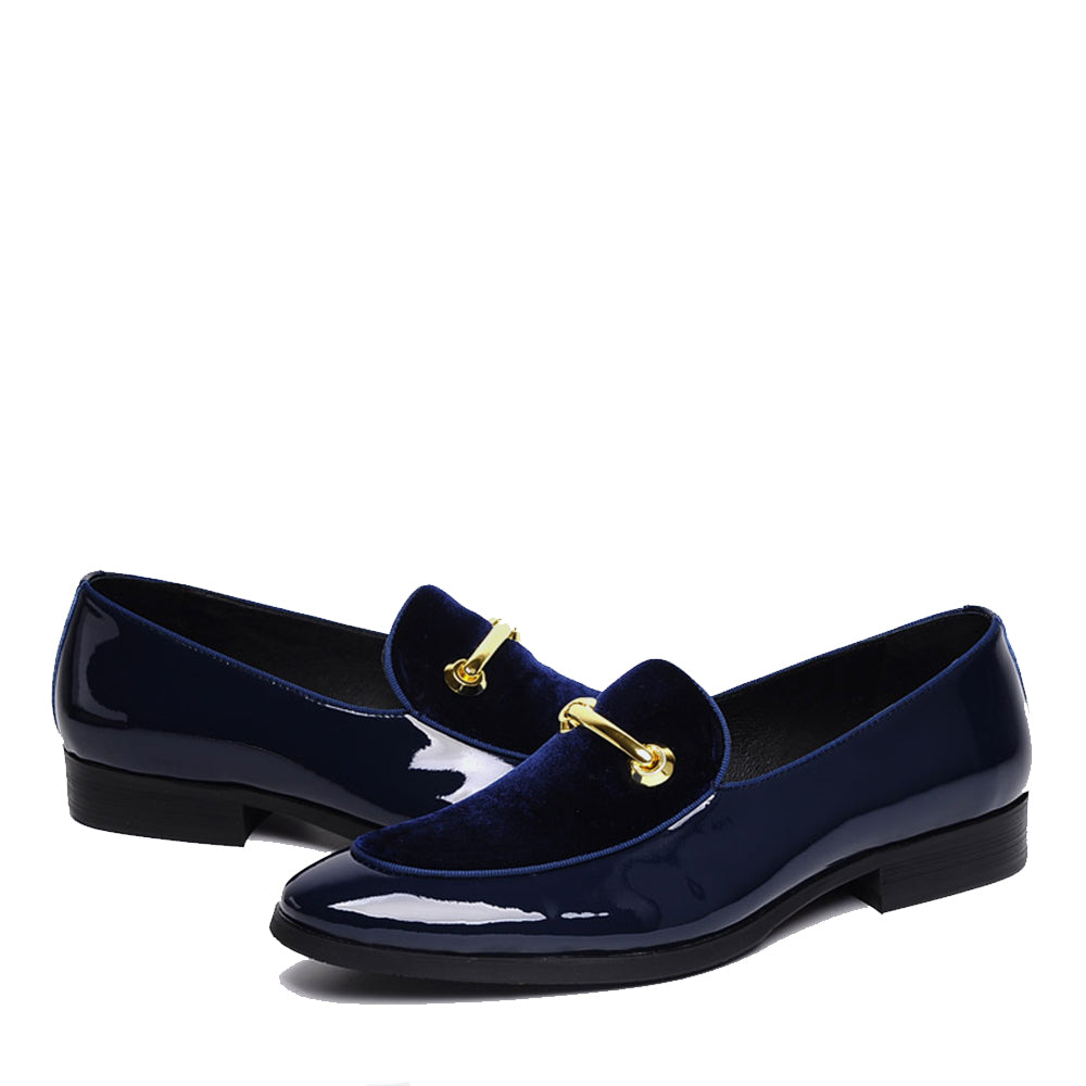 Elegant Metal Buckle Decorated Tuxedo-Style Men's Loafers Shoes for Formal Occasions