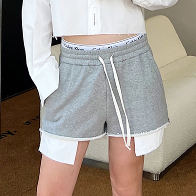 Comfortable Polyester Drawstring Big - Pocket Casual Shorts