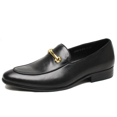 Elegant Metal Buckle Decorated Tuxedo-Style Men's Loafers Shoes for Formal Occasions