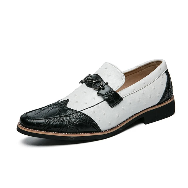 Stylish Breathable Abstract Patchwork Patent Leather Slip-on Loafers