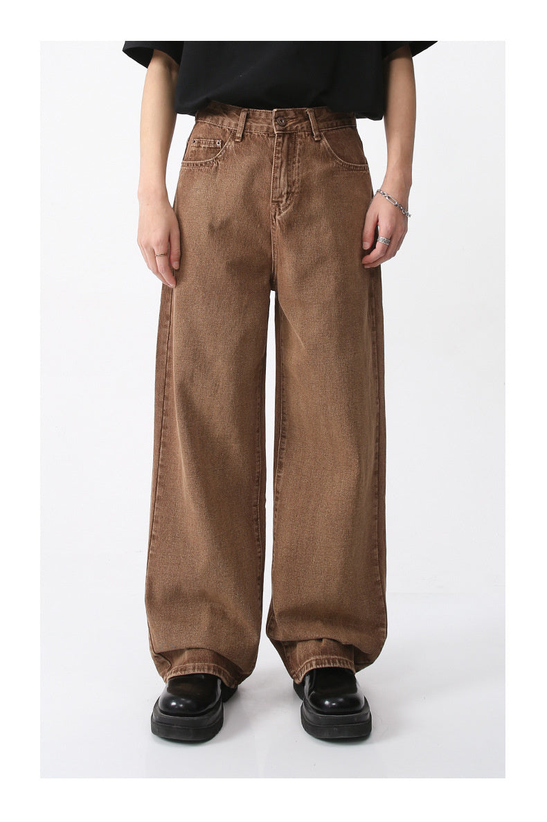 Soft and Durable Butter Brown Straight-Leg Casual Denim Jeans