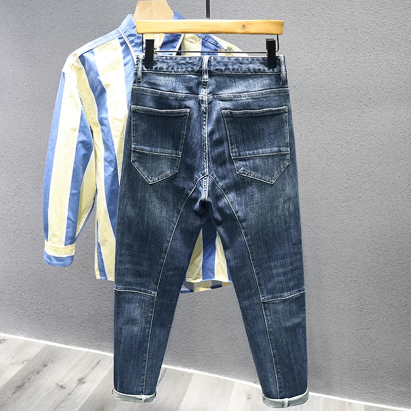 Stylish Spliced Hip-Hop Denim Jeans for All-Year Wear