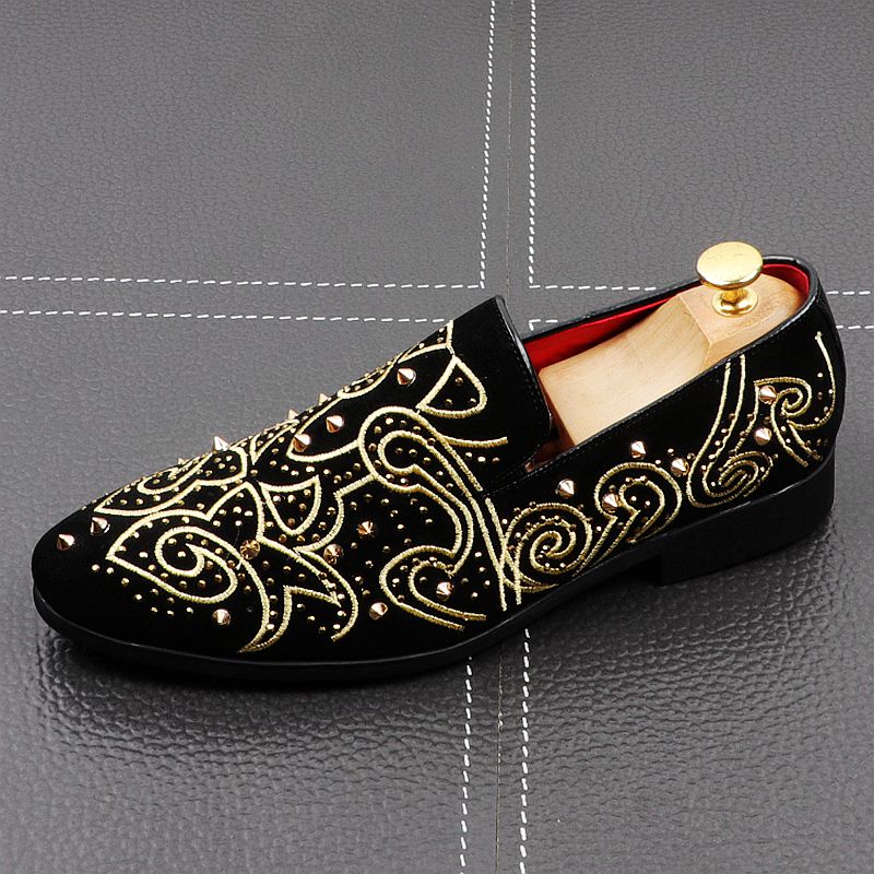 Premium Breathable Microfiber Rivets Smoking Loafers for Adults