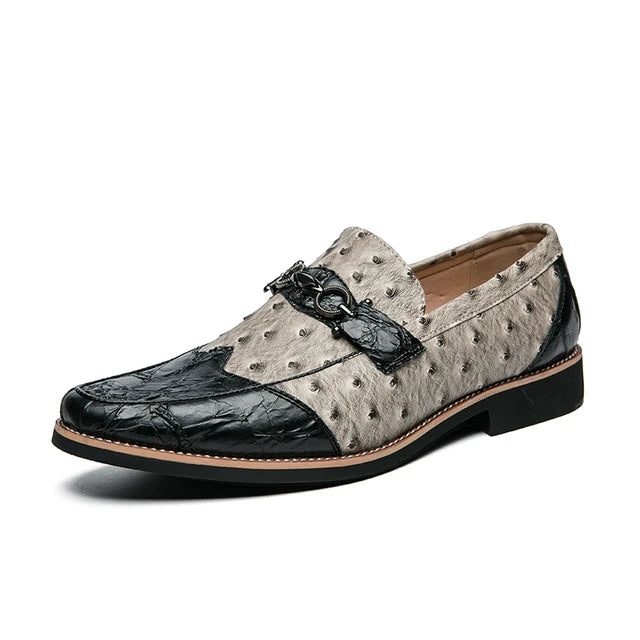 Stylish Breathable Abstract Patchwork Patent Leather Slip-on Loafers