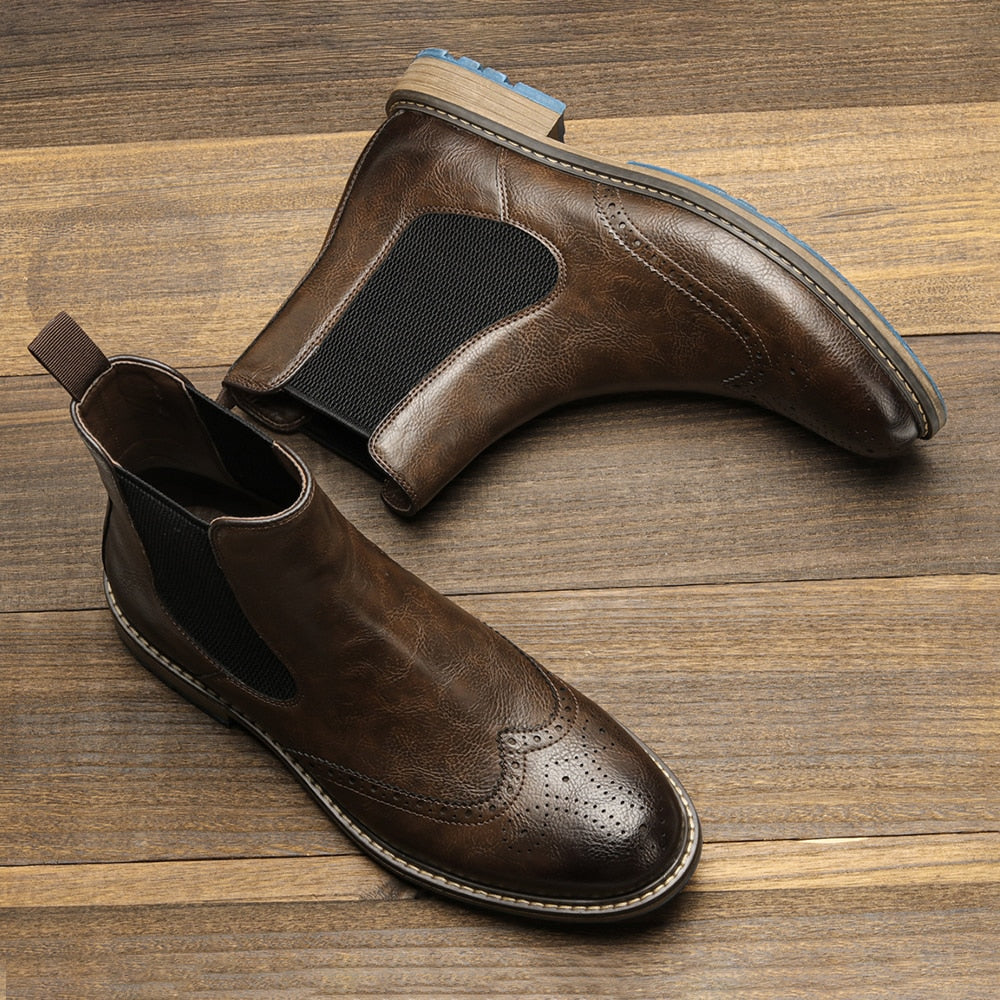 Comfortable Solid Slip-On Chelsea Boots in Synthetic Leather