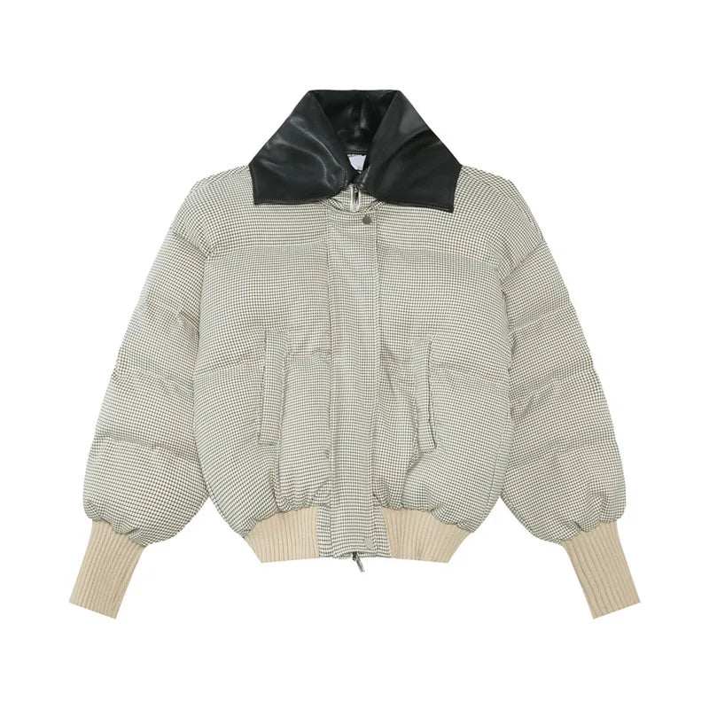 Stylish Small Plaid Padded Cropped Jacket for Fashion Lovers