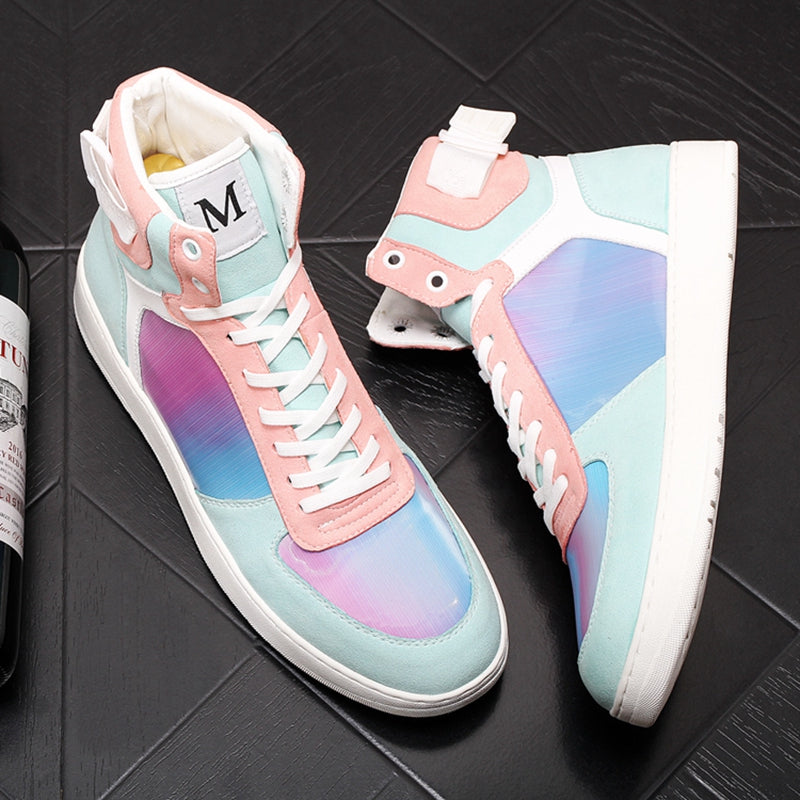 Stylish Fantasy Multicolored High - Top Lace - Up Casual Men's Sneakers for Everyday Wear