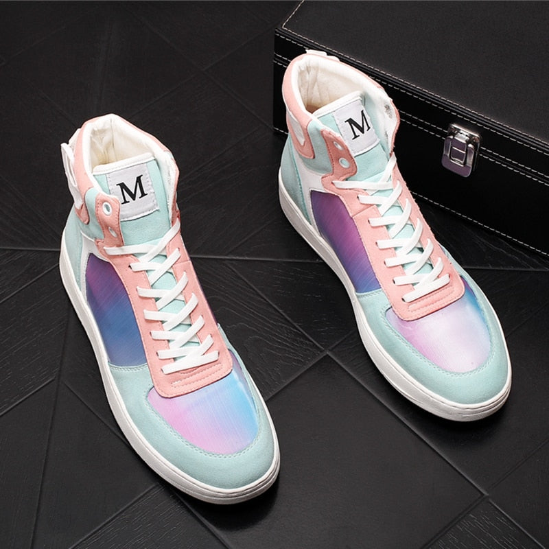 Stylish Fantasy Multicolored High - Top Lace - Up Casual Men's Sneakers for Everyday Wear