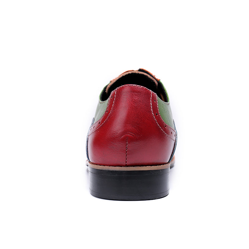 Stylish Men's Mixed Multi - Colored Perforated Oxford Wingtip Dress Shoes