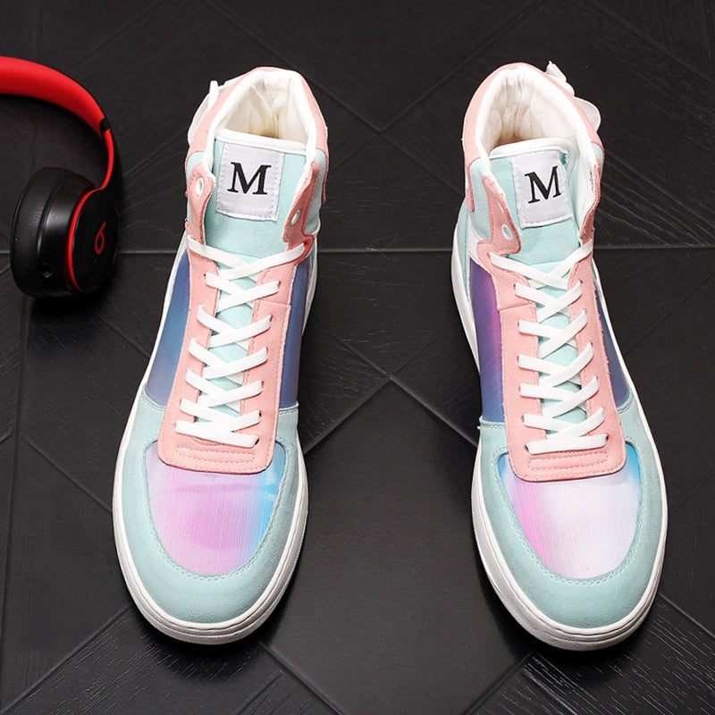 Stylish Fantasy Multicolored High - Top Lace - Up Casual Men's Sneakers for Everyday Wear