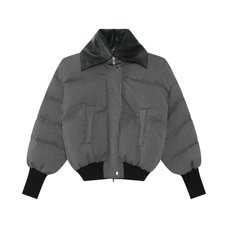 Stylish Small Plaid Padded Cropped Jacket for Fashion Lovers