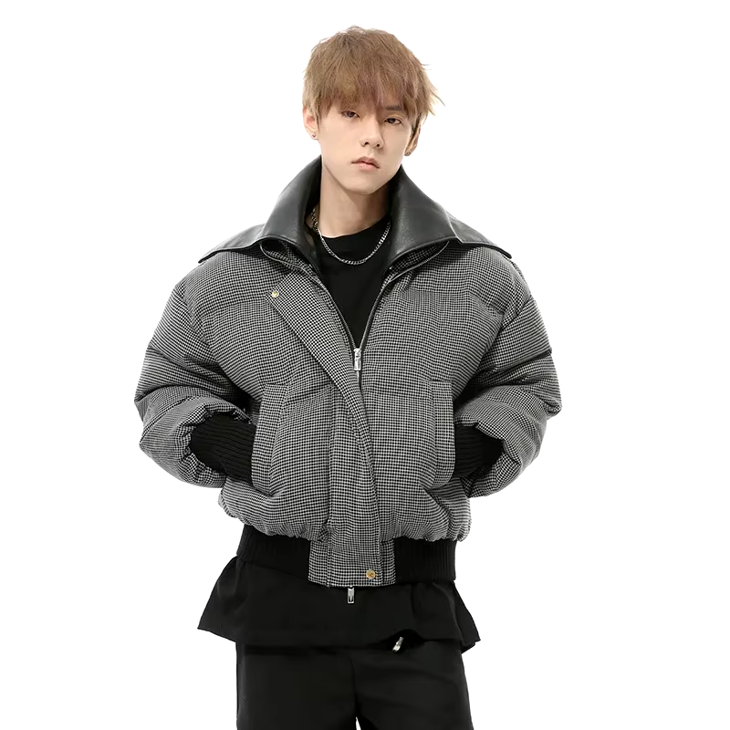 Stylish Small Plaid Padded Cropped Jacket for Fashion Lovers