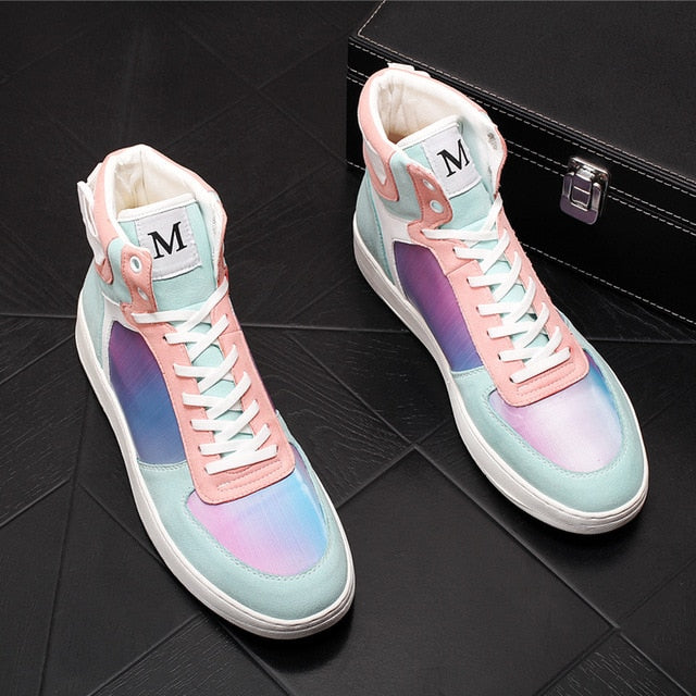 Stylish Fantasy Multicolored High - Top Lace - Up Casual Men's Sneakers for Everyday Wear
