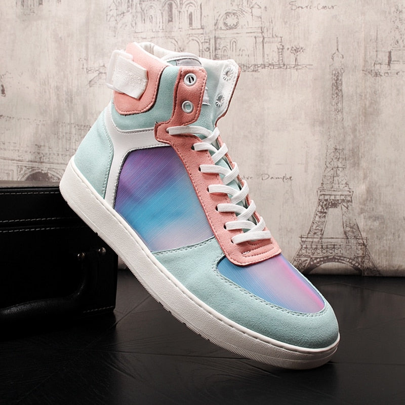 Stylish Fantasy Multicolored High - Top Lace - Up Casual Men's Sneakers for Everyday Wear