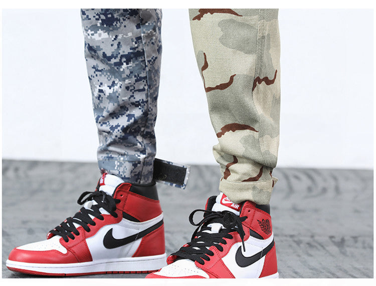 Men's Tactical Cargo Pants with Mix Camouflage Pattern Patchwork