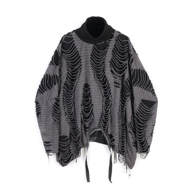 Men's Oversize Double - Layered Hollow - Out Casual Streetwear Loose Pullover