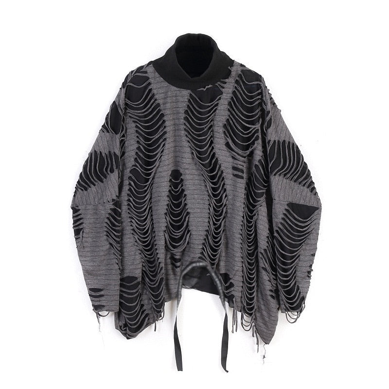 Men's Oversize Double - Layered Hollow - Out Casual Streetwear Loose Pullover