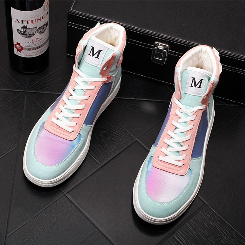 Stylish Fantasy Multicolored High - Top Lace - Up Casual Men's Sneakers for Everyday Wear