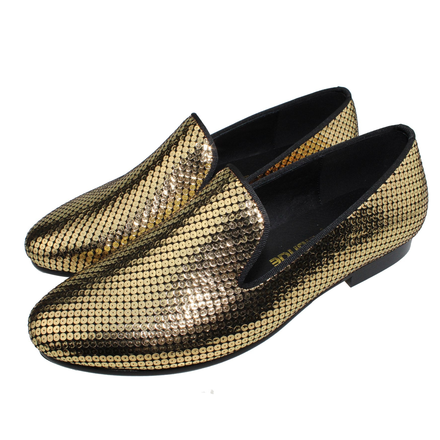 Men's Gold Sequin Pattern Slip-On Loafer Shoes for Spring/Autumn