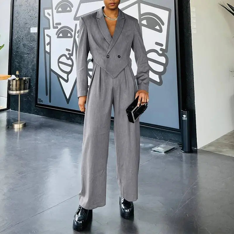 Trendy Single-Button Solid Color Irregular Blazer Suit for Casual Occasions