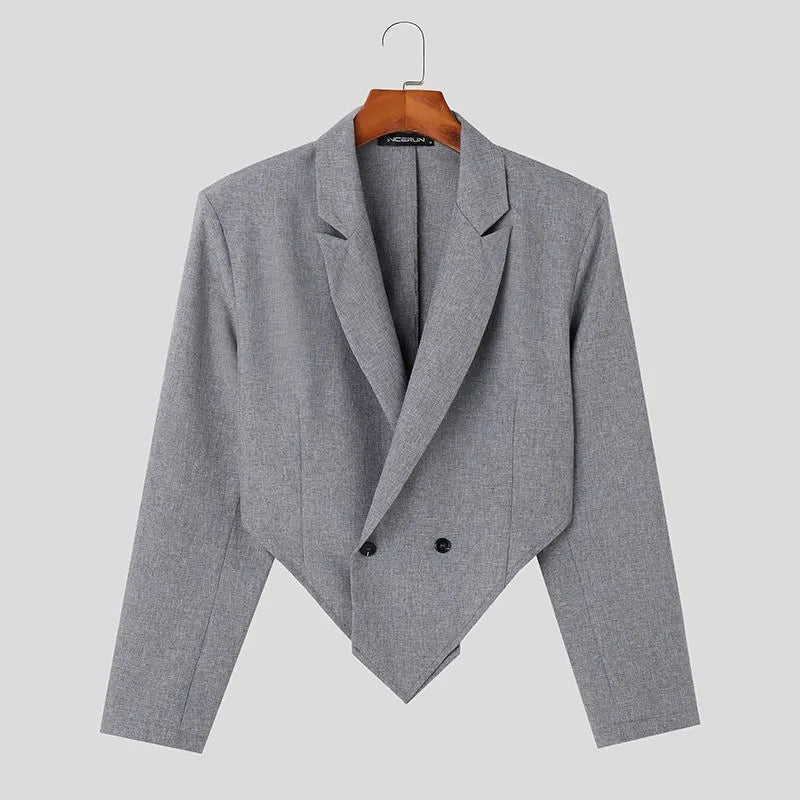 Trendy Single-Button Solid Color Irregular Blazer Suit for Casual Occasions