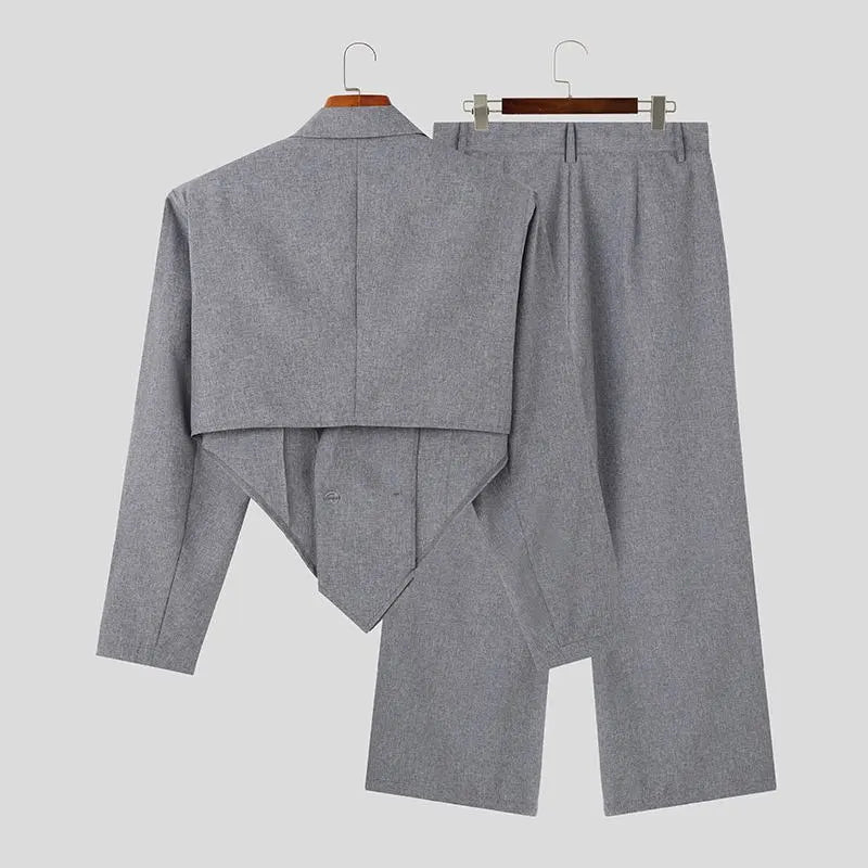 Trendy Single-Button Solid Color Irregular Blazer Suit for Casual Occasions