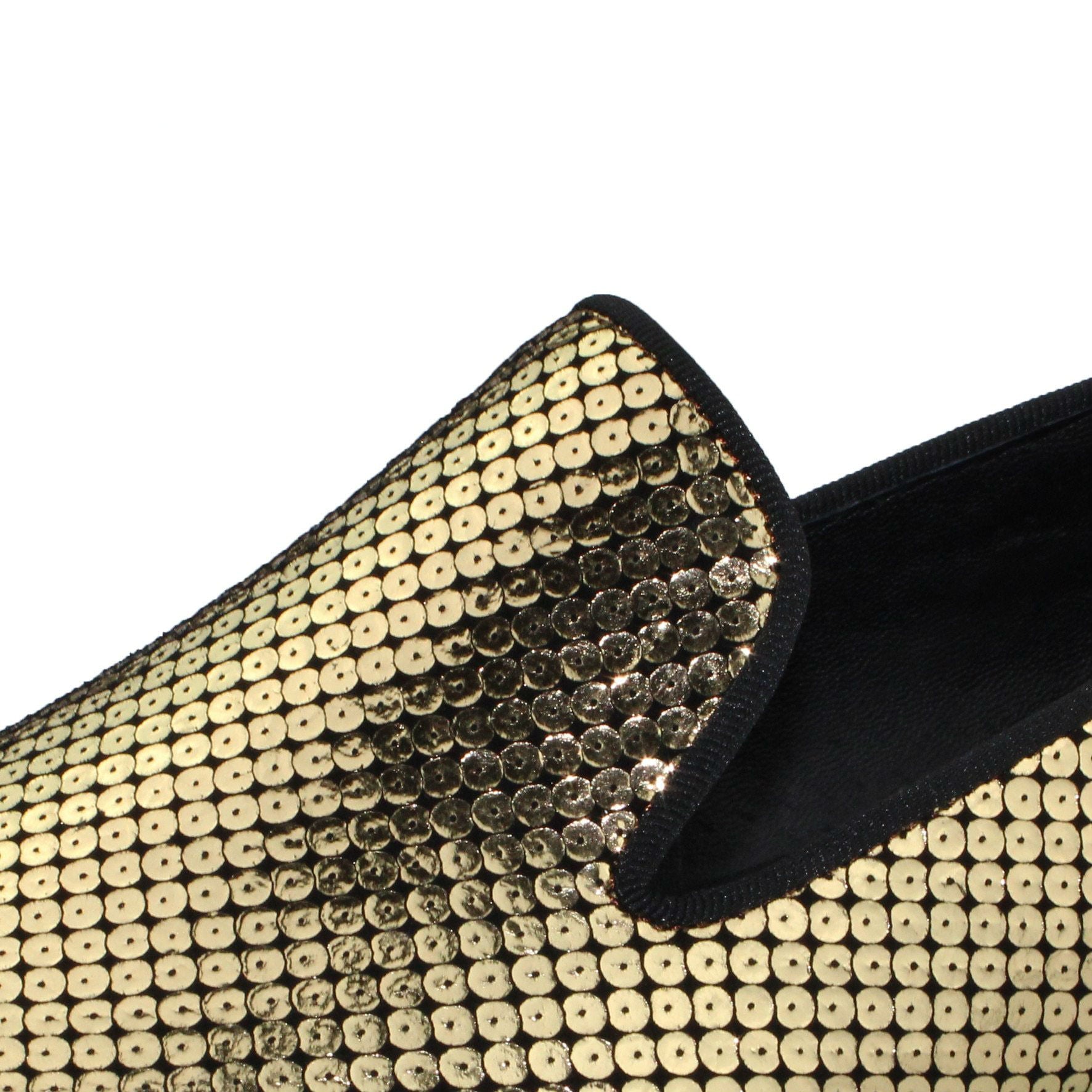 Men's Gold Sequin Pattern Slip-On Loafer Shoes for Spring/Autumn