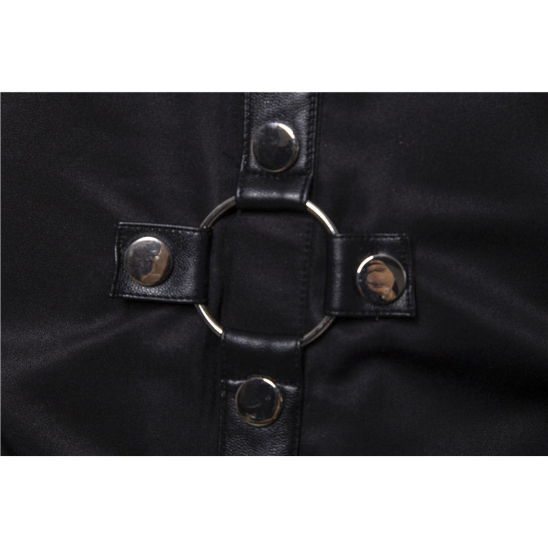 Men's Gothic Style Long Sleeve Slim Fit Cotton-Polyester Shirt with Rock Buckle Buttons