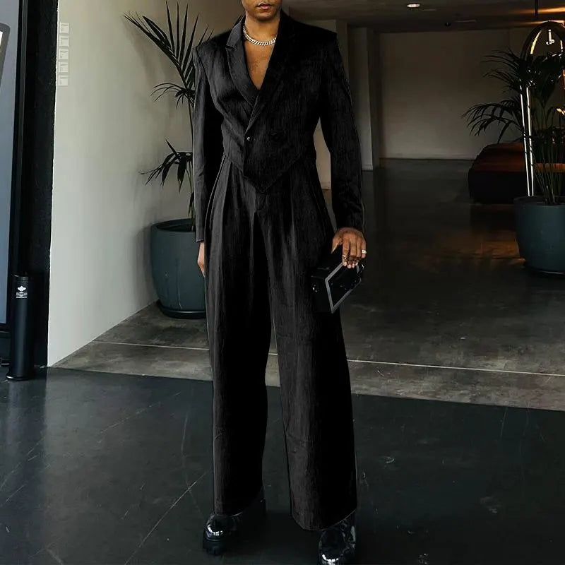 Trendy Single-Button Solid Color Irregular Blazer Suit for Casual Occasions