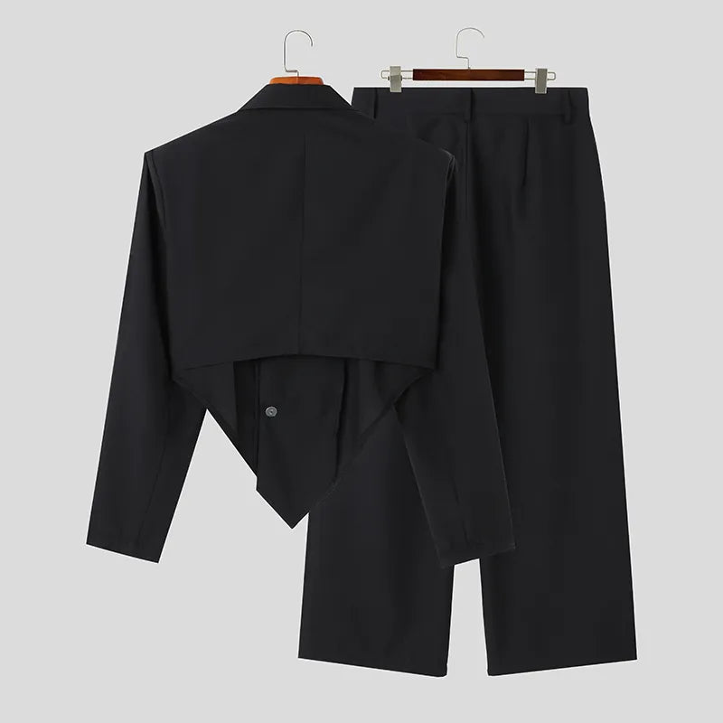 Trendy Single-Button Solid Color Irregular Blazer Suit for Casual Occasions