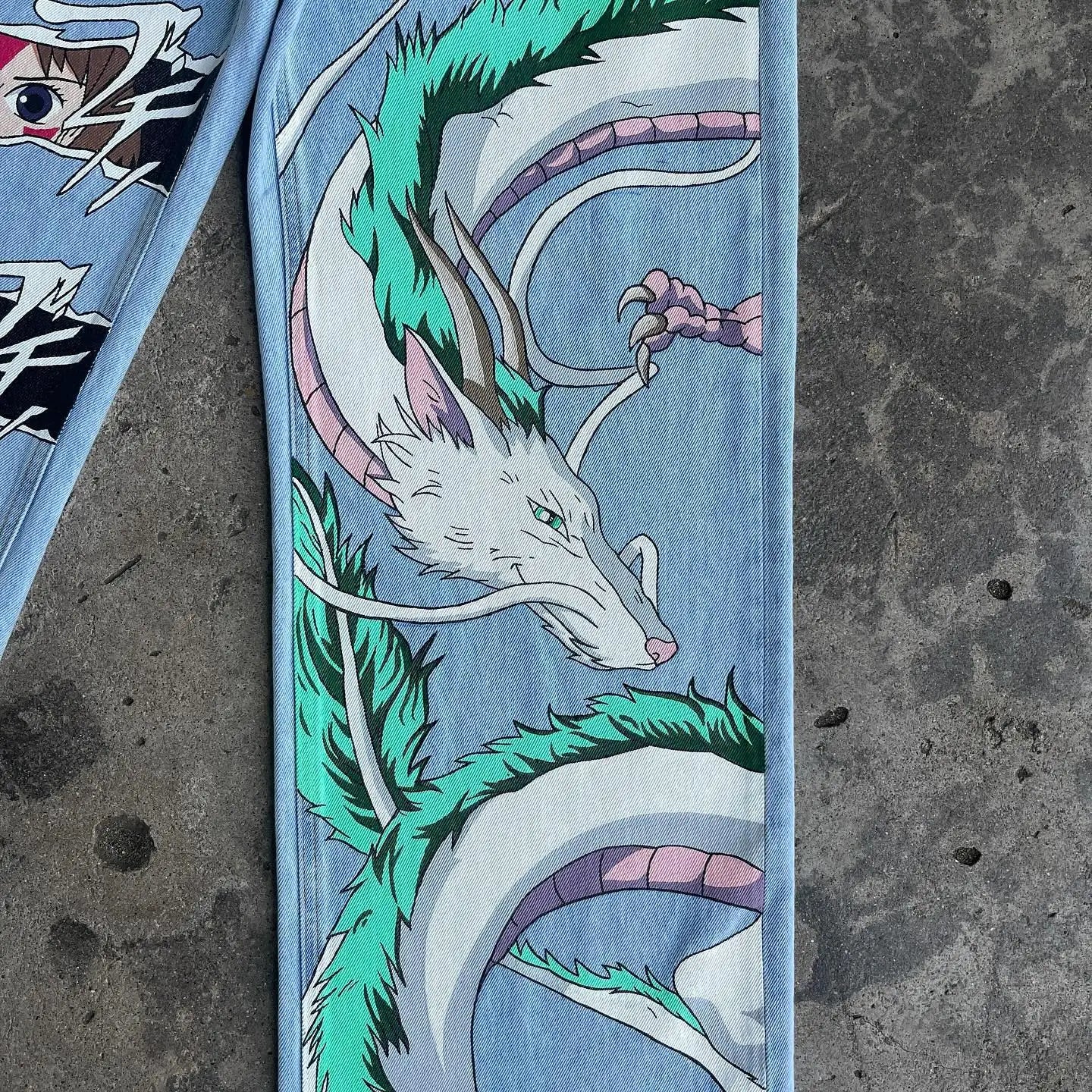 Stylish Harajuku Anime-Inspired Graphic Printed Denim Jeans for Fashionable Wear
