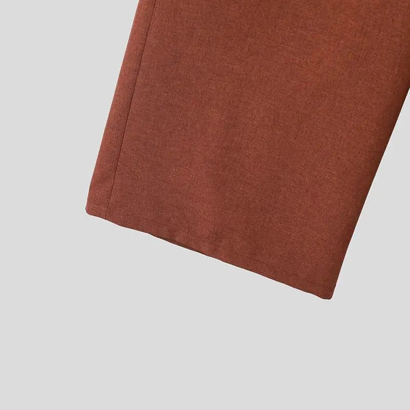 Midweight Solid Color Drawstring Regular-Fit Straight Loose Full-Length Pants