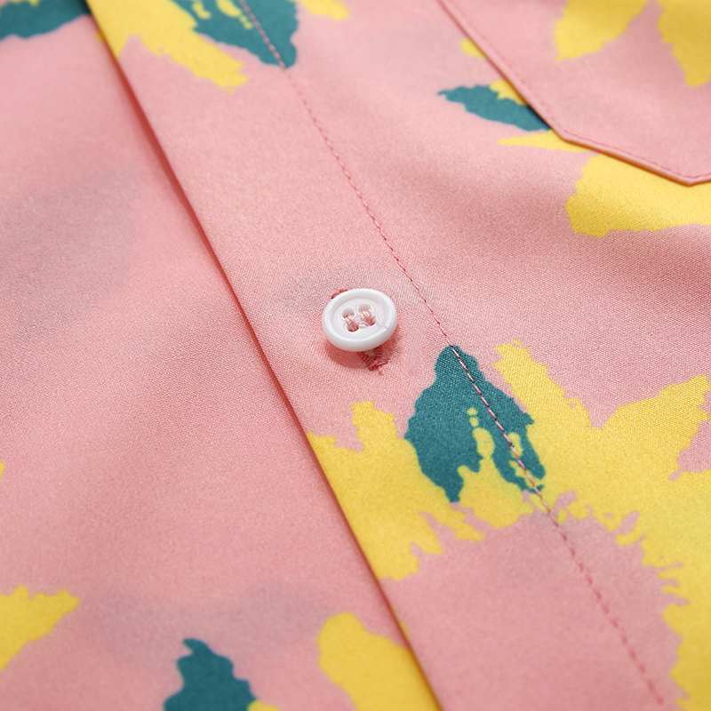 Stylish Hawaiian Sunflower Print Short-Sleeved Men's Polyester Shirt