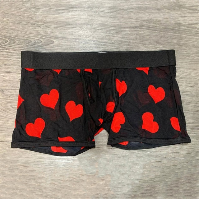 Stylish Heart-Printed Transparent Mesh Boxer Shorts for Active Men