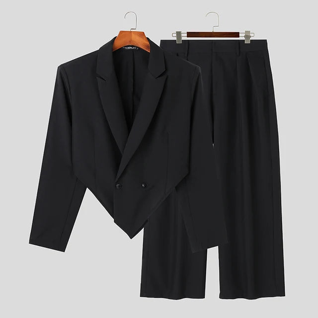 Trendy Single-Button Solid Color Irregular Blazer Suit for Casual Occasions