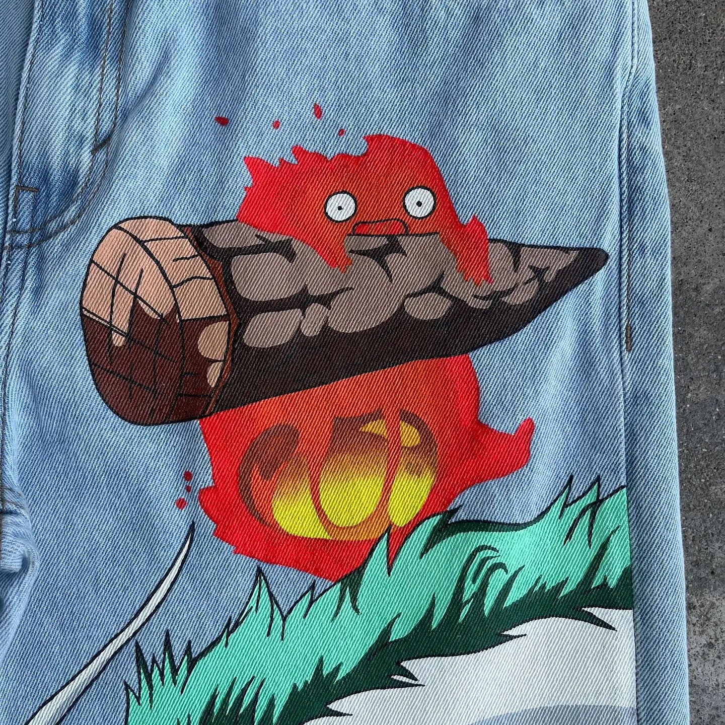 Stylish Harajuku Anime-Inspired Graphic Printed Denim Jeans for Fashionable Wear