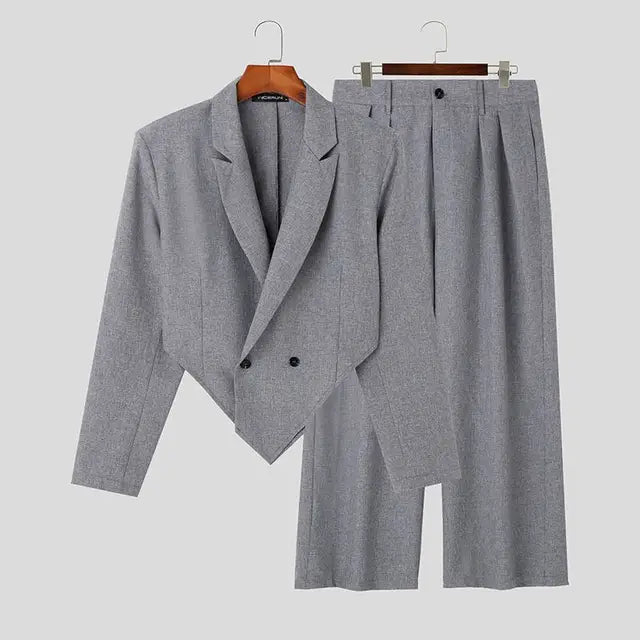 Trendy Single-Button Solid Color Irregular Blazer Suit for Casual Occasions